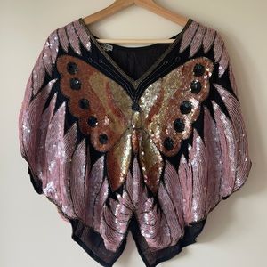 🦋Vintage Sequin Butterfly Top🦋 cute Halloween costume.